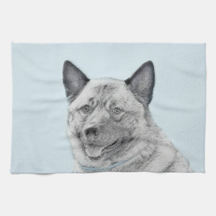 Norwegische Elkhound-Malerei - Original Hundeschic Geschirrtuch