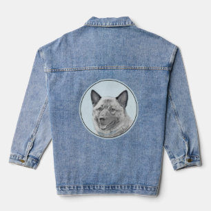 Norwegische Elkhound-Malerei - Original Hundeschic Jeansjacke