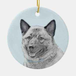 Norwegische Elkhound-Malerei - Original Hundeschic Keramik Ornament