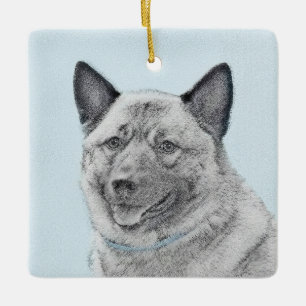 Norwegische Elkhound-Malerei - Original Hundeschic Keramikornament