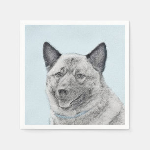 Norwegische Elkhound-Malerei - Original Hundeschic Serviette