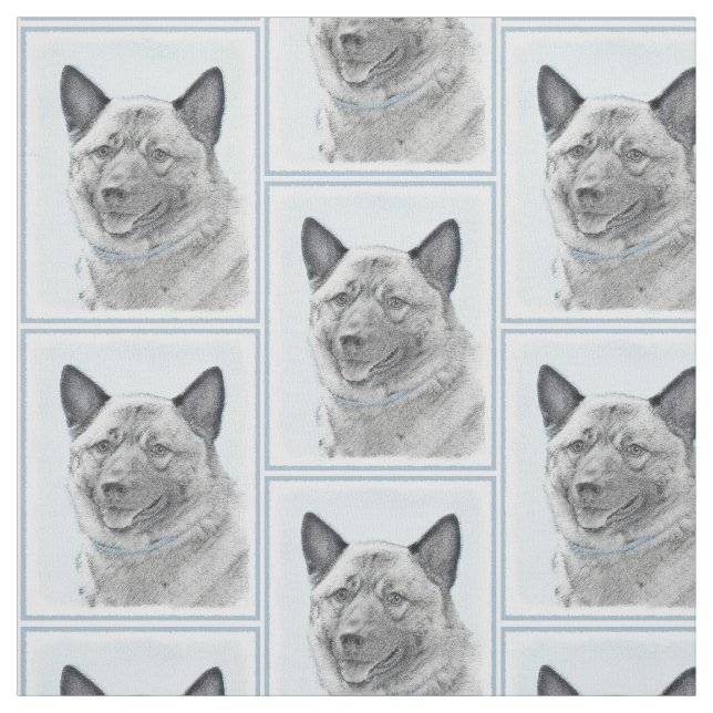 Norwegische Elkhound-Malerei - Original Hundeschic Stoff (Muster)