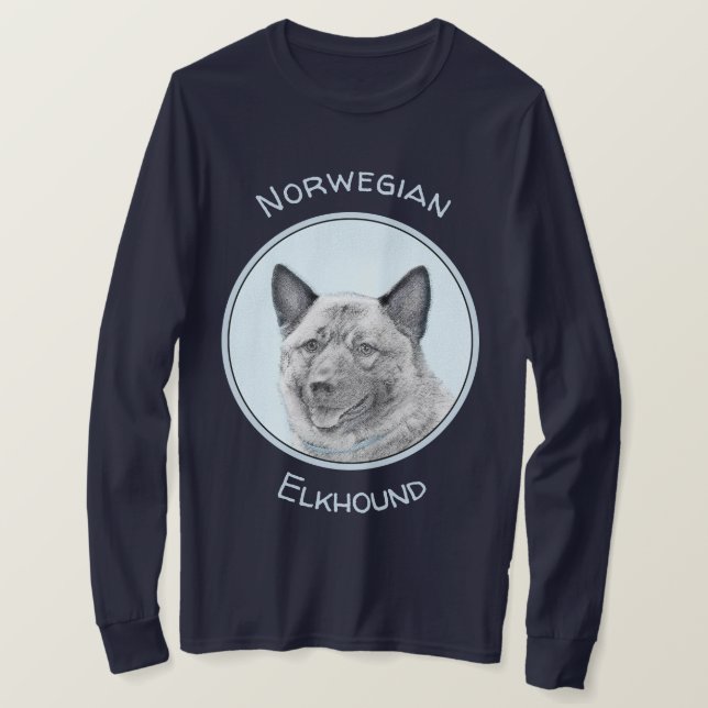 Norwegische Elkhound-Malerei - Original Hundeschic T-Shirt (Design vorne)