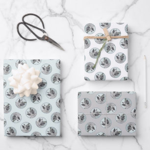 Norwegische Elkhound und Dorfmalerei Geschenkpapier Set