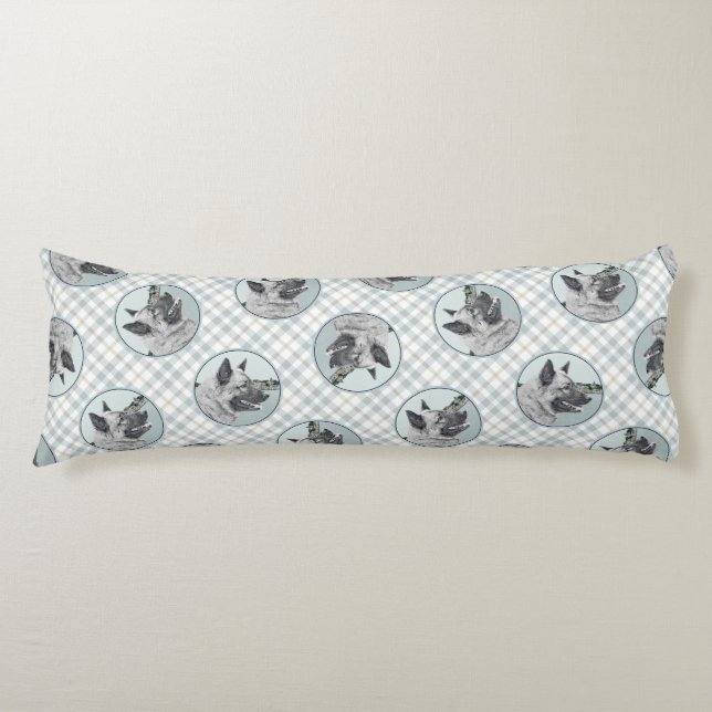 Norwegische Elkhound und Dorfmalerei Seitenschläferkissen (Vorderseite)