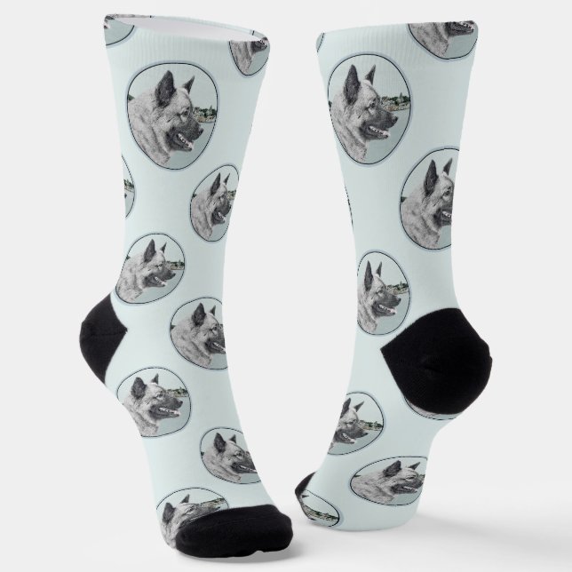 Norwegische Elkhound und Dorfmalerei Socken (Gewinkelt)