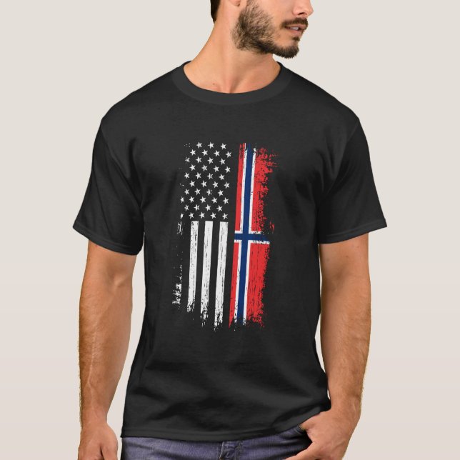 Norwegische Fahne Prix Norwegen USA T-Shirt (Vorderseite)