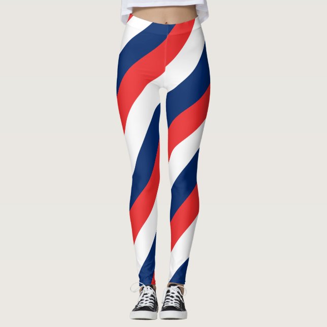 Norwegische Farben für die Flagge - Diagonal gestr Leggings (Vorderseite)