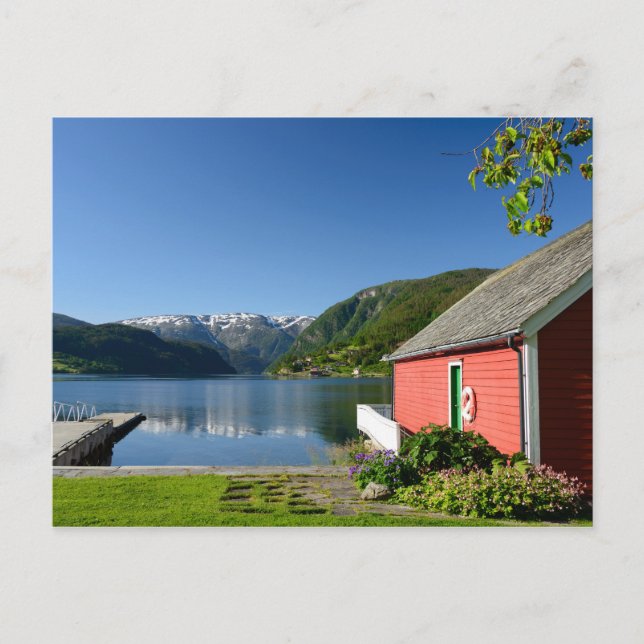 Norwegische Fjordansicht Postkarte (Vorderseite)