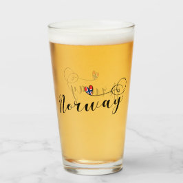 Norwegische Flag Heart Design, Norwegen Glas