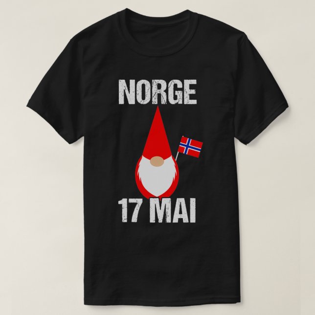 Norwegische Flagge am 17 Mai Tomte Gn T-Shirt (Design vorne)