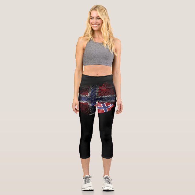 norwegische Flagge Capri Leggings (Vorderseite)