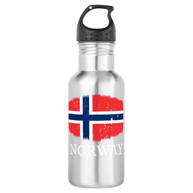 Norwegische Flagge Edelstahlflasche (Vorderseite)