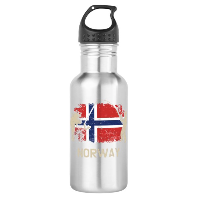 Norwegische Flagge Edelstahlflasche (Vorderseite)