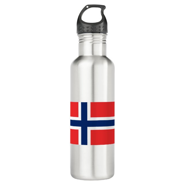 Norwegische Flagge Edelstahlflasche (Vorderseite)