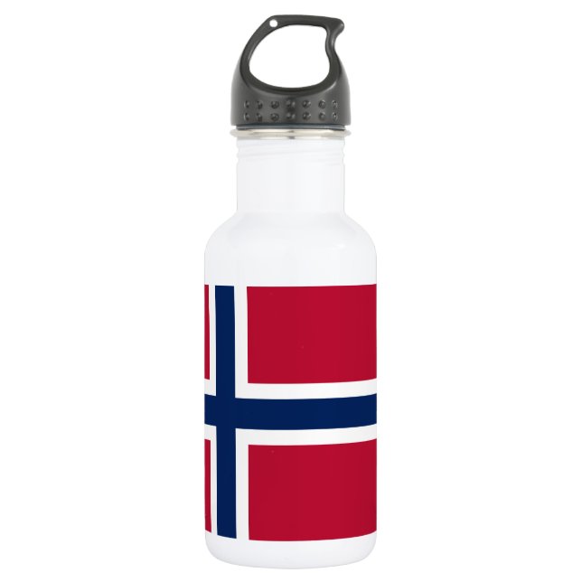 Norwegische Flagge Edelstahlflasche (Vorderseite)
