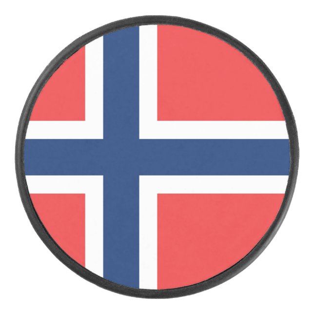 Norwegische Flagge Eishockey Puck (Vorderseite)