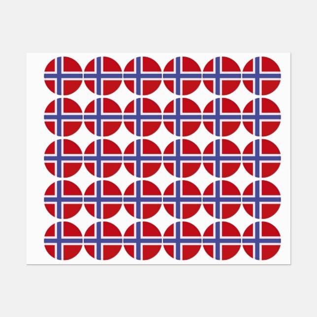 Norwegische Flagge Etiketten (Blatt)