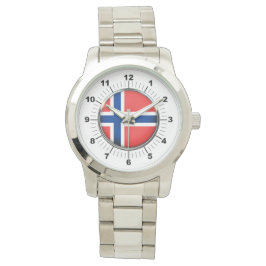 Norwegische Flagge für Frauen - Oversized Silver W Armbanduhr
