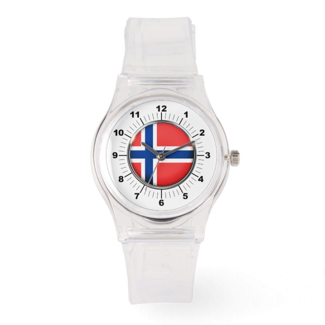 Norwegische Flagge für Frauen Sporty Pink Silicon  Armbanduhr (Vorderseite)