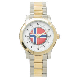 Norwegische Flagge für Männer - Oversized Two-Tone Armbanduhr