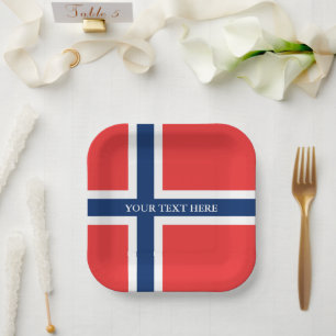Norwegische Flagge für Teller von Party aus Zollp
