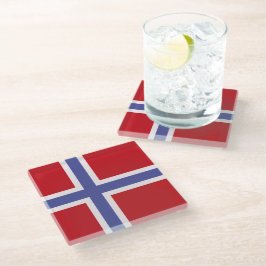 Norwegische Flagge Glasuntersetzer