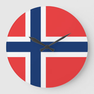 Norwegische Flagge Große Wanduhr