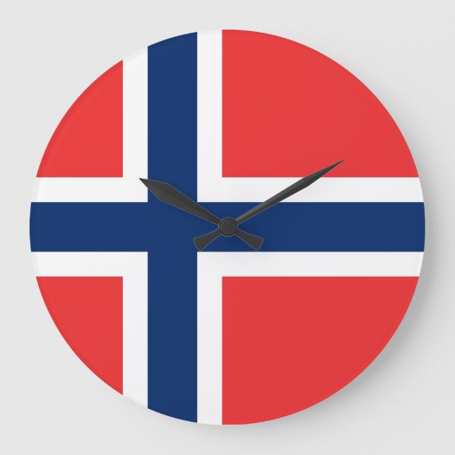 Norwegische Flagge Große Wanduhr (Vorderseite)