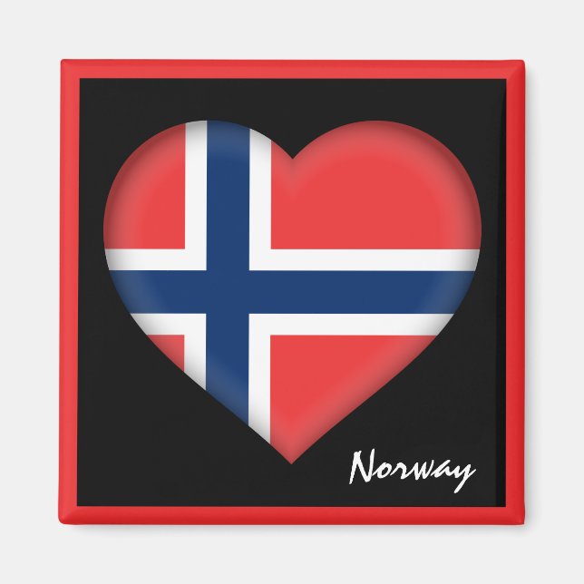 Norwegische Flagge / Herz-Norwegen Urlaub /Sport Magnet (Vorne)