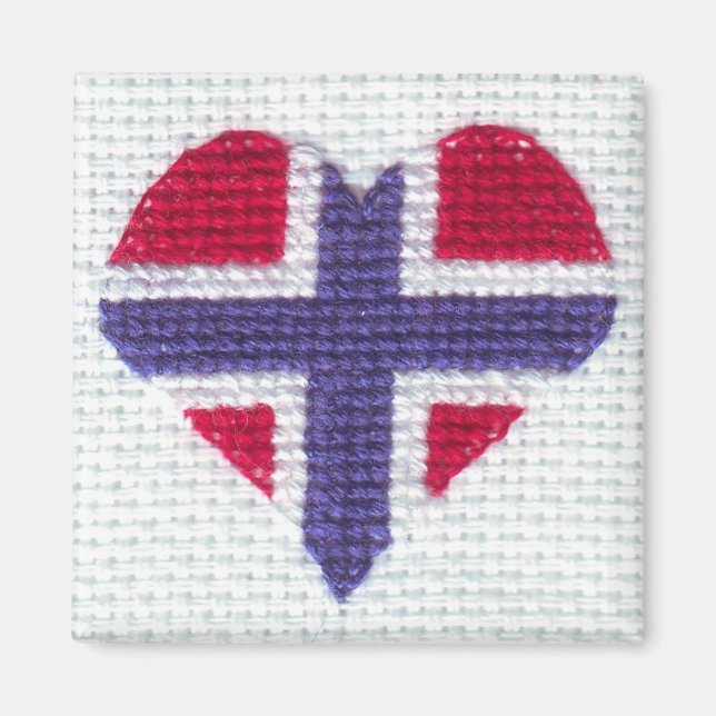 Norwegische Flagge Herzkreuz Stitch Nordic Norwege Magnet (Vorne)