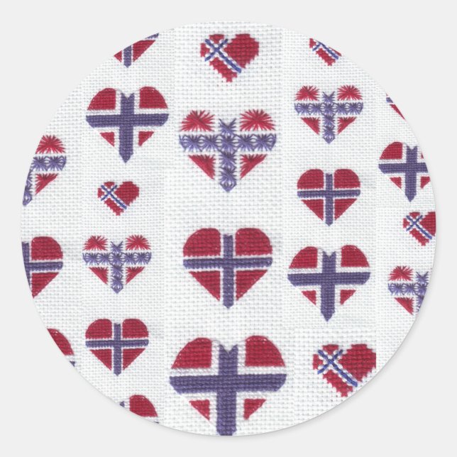 Norwegische Flagge Herzkreuz Stitch Norwegen Hj Runder Aufkleber (Vorderseite)