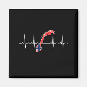 Norwegische Flagge Herzschlag Magnet