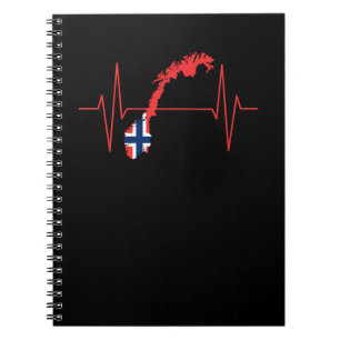 Norwegische Flagge Herzschlag Notizblock