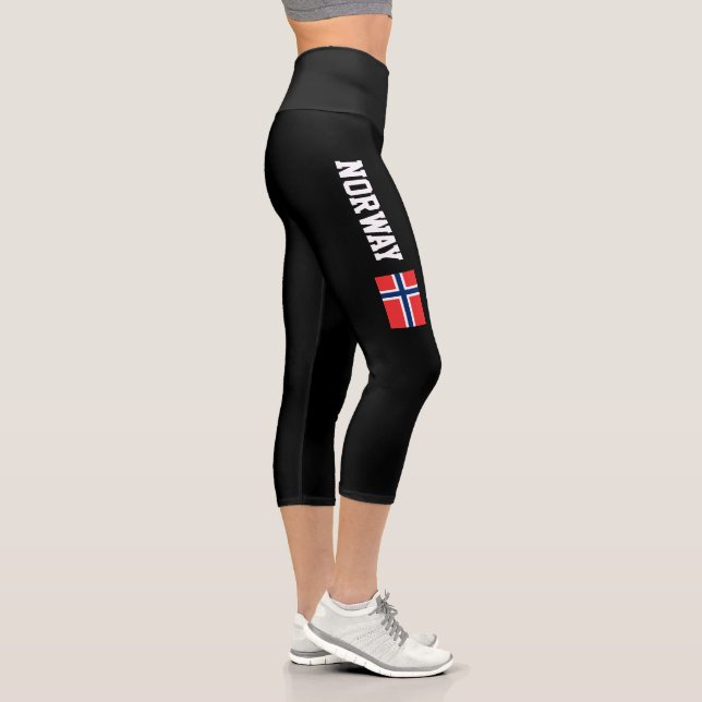 Norwegische Flagge Hochsport Capri Leggings (Rechts)