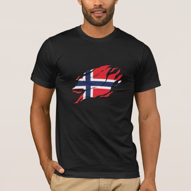 Norwegische Flagge in mir, Skandinavien in Klaw Ma T-Shirt (Vorderseite)