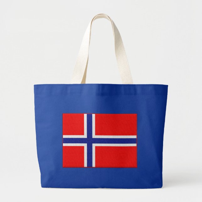 Norwegische Flagge in Rotem und in Blauem Jumbo Stoffbeutel (Vorne)