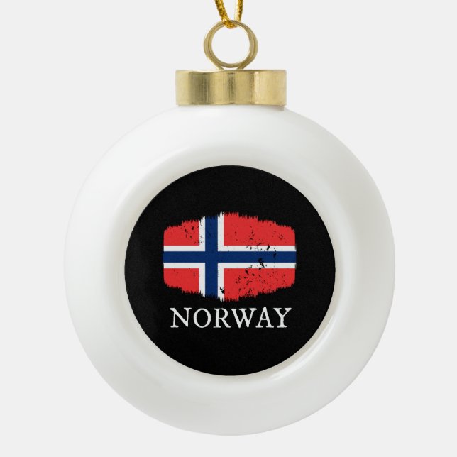 Norwegische Flagge Keramik Kugel-Ornament (Vorderseite)