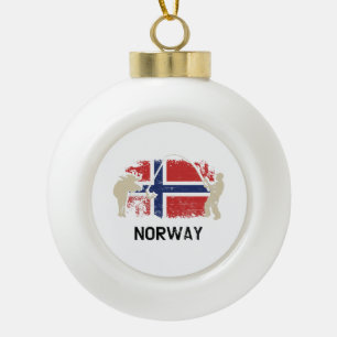 Norwegische Flagge Keramik Kugel-Ornament