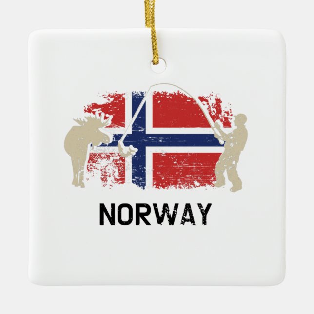 Norwegische Flagge Keramikornament (Vorderseite)