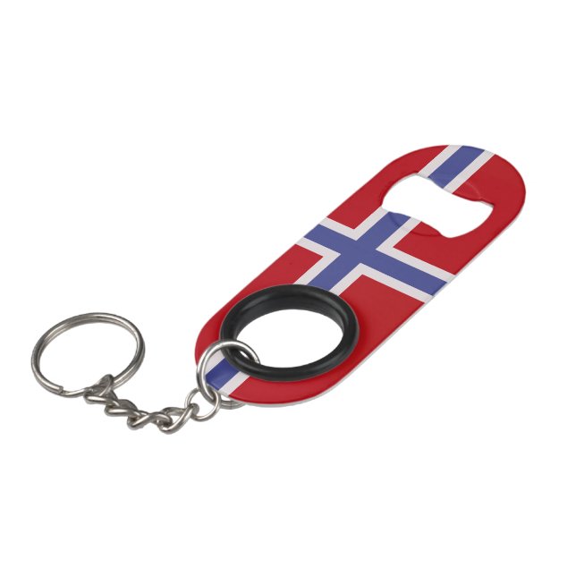 Norwegische Flagge Mini Flaschenöffner (Vorderseite Schrägansicht)
