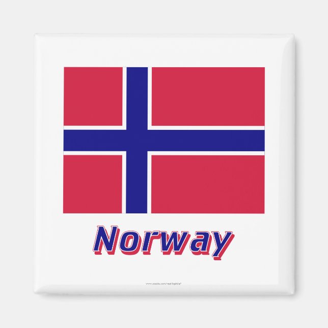 Norwegische Flagge mit Name Magnet (Vorne)