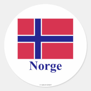 Norwegische Flagge mit Name Runder Aufkleber