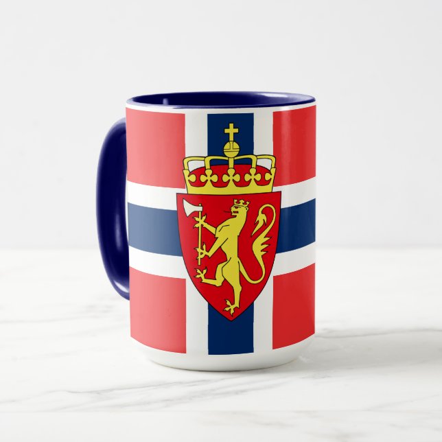 Norwegische Flagge mit Wappen Tasse (Vorderseite Links)