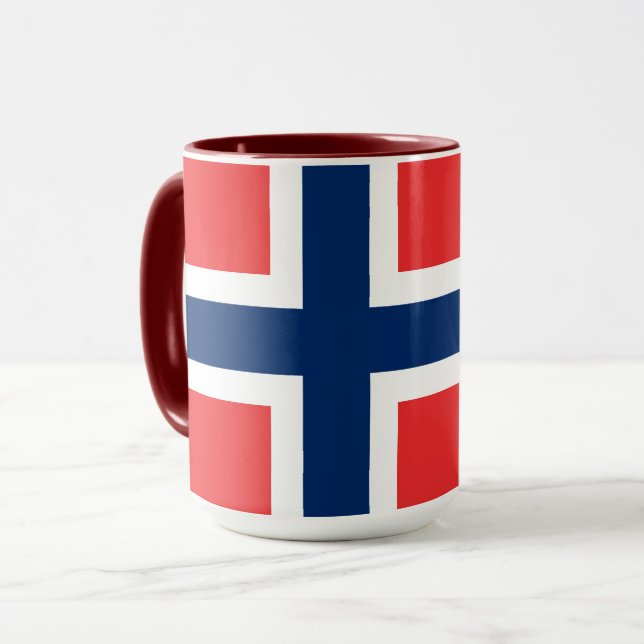 Norwegische Flagge mit Wappen Tasse (Vorderseite Links)