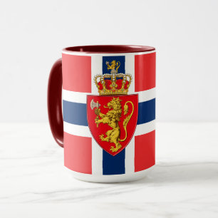 Norwegische Flagge mit Wappen Tasse
