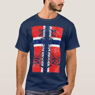 Norwegische Flagge Mjlnir T-Shirt