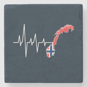 Norwegische Flagge Norwegen Flagge Norge Herzschla Steinuntersetzer