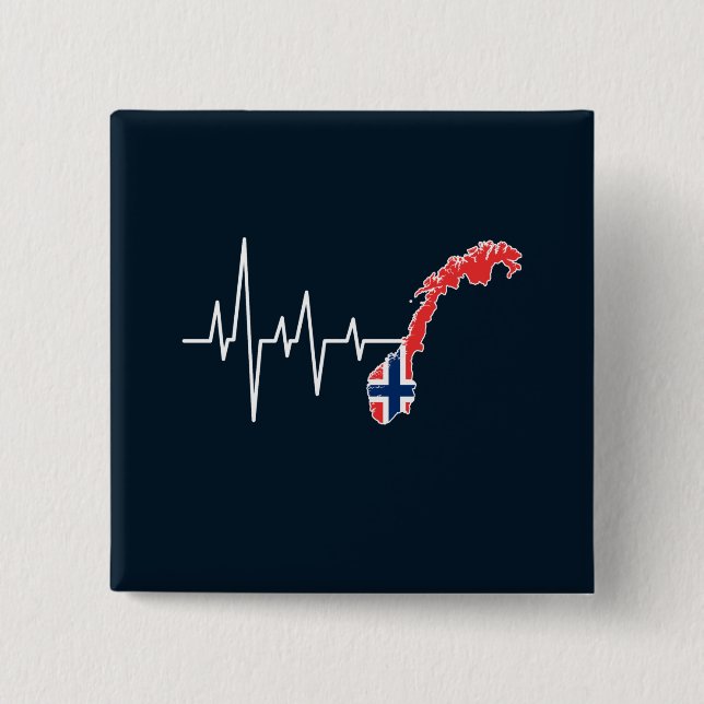 Norwegische Flagge Norwegen Flaggennorm Heartbeat Button (Vorderseite)