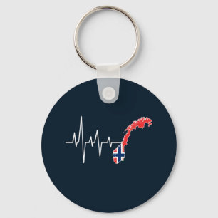 Norwegische Flagge Norwegen Flaggennorm Heartbeat Schlüsselanhänger